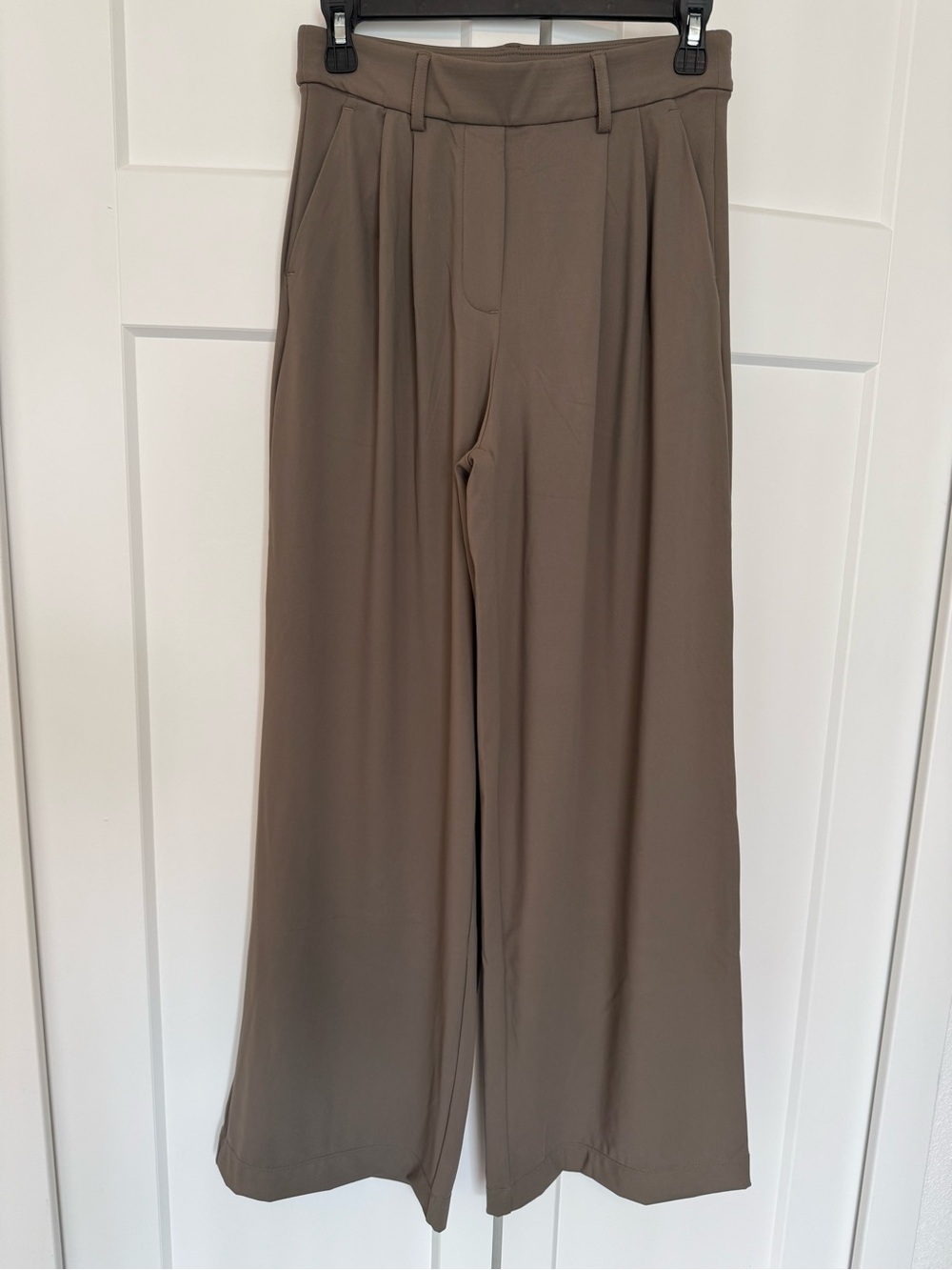 Women’s Wide-Leg Pleated Stretch Pants - Taupe